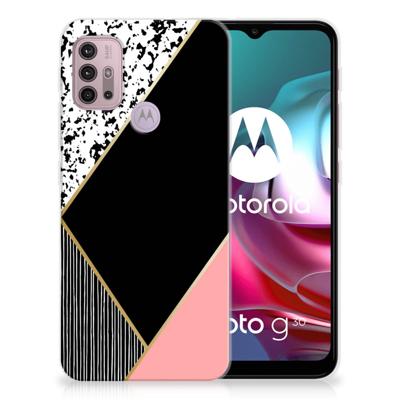 Motorola Moto G30 | G10 | TPU Hoesje | Zwart Roze Vormen Motorola Moto G30 | G10 | TPU Hoesje | Zwart Roze Vormen