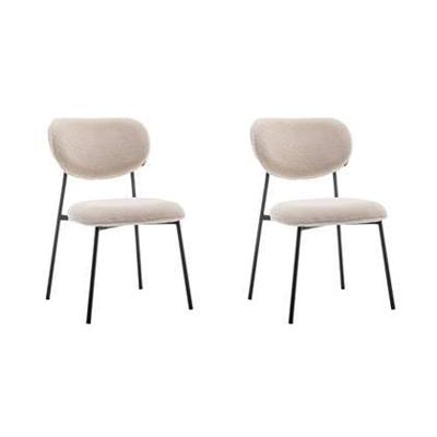 Furnihaus Eetkamerstoel Amalia Teddy Beige Set van 2 Furnihaus Eetkamerstoel Amalia Teddy Beige Set van 2