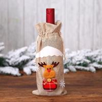 2 PC'S kerstcadeau wijn fles Dust Cover tas Home tabel decor (jute Moose) - thumbnail