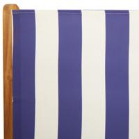 Tuinstoelen 6 st verstelbaar massief hout en stof blauw en wit - thumbnail