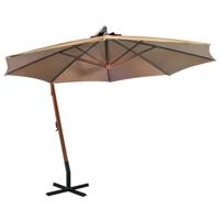 VidaXL Zweefparasol met paal 3,5x2,9 m massief vurenhout taupe - thumbnail