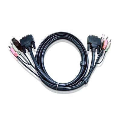 ATEN KVM Aansluitkabel [2x Jackplug male 3,5 mm, DVI-stekker 18+1-polig, USB-A 2.0 stekker - 2x Jackplug male 3,5 mm, DVI-stekker 18+1-polig, USB-A 2.0