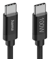 Hama Fabric USB-C - USB-C 100W 1.5 m nylon Oplader Zwart - thumbnail