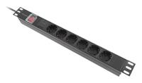 Lanberg PDU-06F-0200-IEC-BK energiedistributie 6 AC-uitgang(en) 1U Zwart - thumbnail
