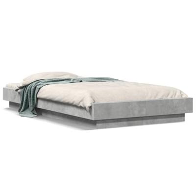 Bedframe met LED-verlichting bewerkt hout betongrijs 90x190 cm