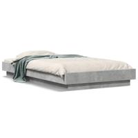 Bedframe met LED-verlichting bewerkt hout betongrijs 100x200 cm - thumbnail