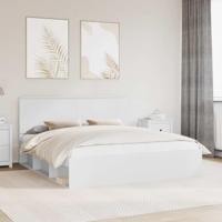 Bedframe met hoofdeinde Wit 180 x 200 cm Massief grenenhout - thumbnail