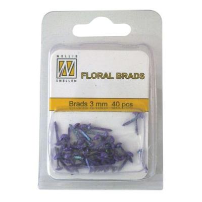 Nellie's Choice • floral glitter brads 3mm. 40stuks/pkg purple