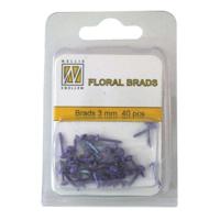 Nellie's Choice • floral glitter brads 3mm. 40stuks/pkg purple - thumbnail