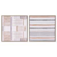 Schilderij Home ESPRIT Bruin Beige polyestyreen Canvas Stads 52,5 x 2,8 x 52,5 cm (2 Stuks) - thumbnail