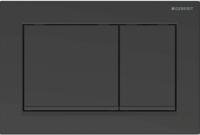 Geberit Drukplaat Omega 30 voor 2-toets Spoeling met Zwarte Designstroken Mat Zwart - thumbnail