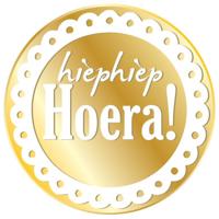 Stickers Rond Goud &apos;Hiep hiep hoera&apos; - thumbnail