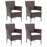 Tuinstoelen 4 st poly rattan bruin - thumbnail