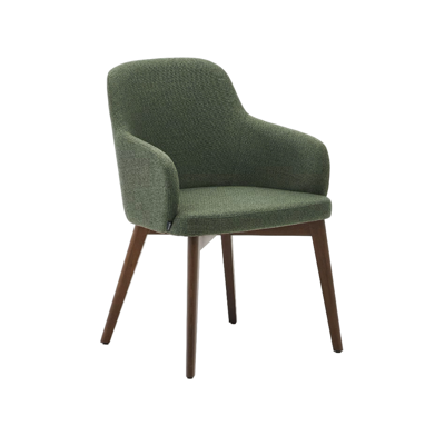 Kave Home Eetkamerstoel 'Nelida' Walnoot, kleur Groen Kave Home Eetkamerstoel 'Nelida' Walnoot, kleur Groen