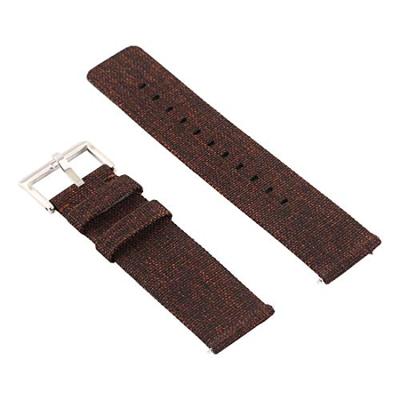 Canvas nylon bandje Fitbit Versa 1 / 2 & Lite - Donker Bruin - thumbnail