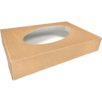 Cateringdoos | karton + PET | 460x310x80mm | met venster | bruin/wit | 50 stuks - thumbnail
