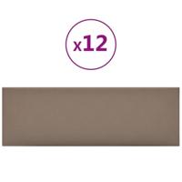Wandpanelen 12 st 3,24 m 90x30 cm kunstleer cappuccinokleurig - thumbnail