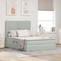 Opbergbed met LED met matras Lichtgrijs 140 x 200 cm Fluweel - thumbnail