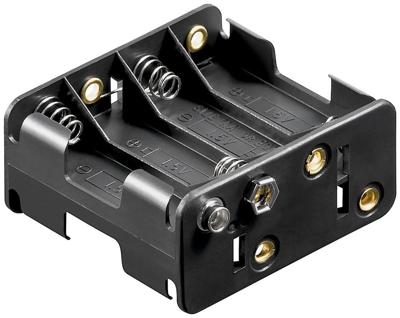 Goobay 11468 AA-batterijhouder voor 8 x Mignon batterijen 1,5 V/batterijhouder met drukknop/open batterijvak 8 AA batterijen FR6 HR6 LR6 / zonder kabel/zwart