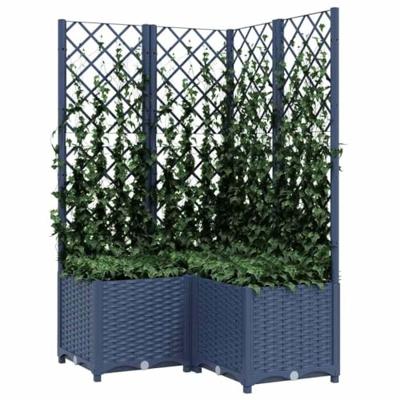VidaXL Plantenbak met latwerk 80x80x136 cm polypropeen blauwgrijs