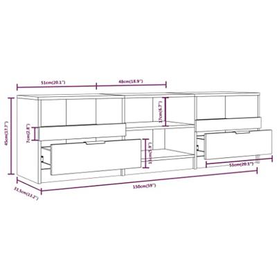 Tv-meubel 150x33,5x45 cm bewerkt hout grijs sonoma eikenkleurig
