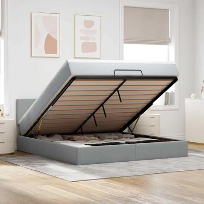 Ottoman bed met matras 180x200cm stof lichtgrijs