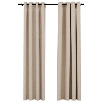 VidaXL Gordijnen linnen-look verduisterend ogen 2 st 140x245 cm beige VidaXL Gordijnen linnen-look verduisterend ogen 2 st 140x245 cm beige