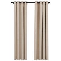 VidaXL Gordijnen linnen-look verduisterend ogen 2 st 140x245 cm beige - thumbnail