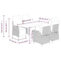 5-delige Tuinset met kussens poly rattan grijs - thumbnail