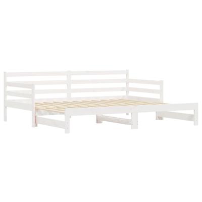 Slaapbank met onderschuifbed 90x190 cm massief grenenhout wit - thumbnail