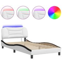 Bedframe met LED-verlichting kunstleer wit en zwart 100x200 cm - thumbnail