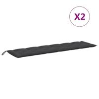 Tuinbankkussens 2 st 200x50x7 cm stof gemleerd antracietkleur - thumbnail