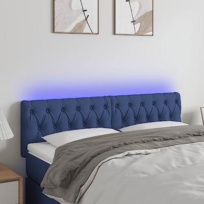 Hoofdbord LED 160x7x78/88 cm stof blauw
