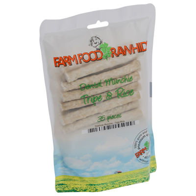 Farm Food Rawhide Dental Munchie met pens en rijst - 35 stuks 1 Zak Farm Food Rawhide Dental Munchie met pens en rijst - 35 stuks 1 Zak