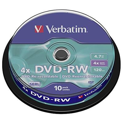 Verbatim 43552 DVD-RW disc 4.7 GB 10 stuk(s) Spindel Herschrijfbaar Verbatim 43552 DVD-RW disc 4.7 GB 10 stuk(s) Spindel Herschrijfbaar