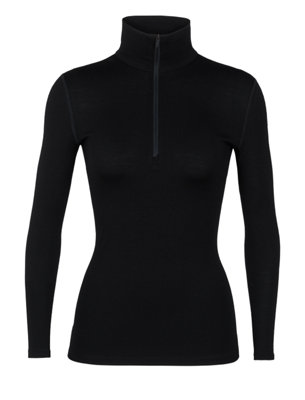 Icebreaker 260 Tech LS Half Zip Thermoshirt Dames Black L Icebreaker 260 Tech LS Half Zip Thermoshirt Dames Black L