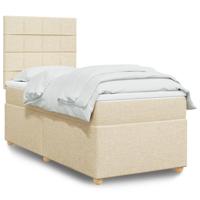 Boxspring met matras stof crèmekleurig 80x200 cm - thumbnail