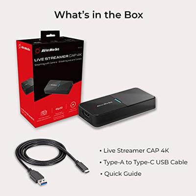 AverMedia Live Streamer Cap 4K BU113 - USB 3.0 HDMI Video Capture Apparaat. Overdracht, opname van DSLR, camcorder en actiecamera's met 1080p60 HDR of 4K 30 FPS.