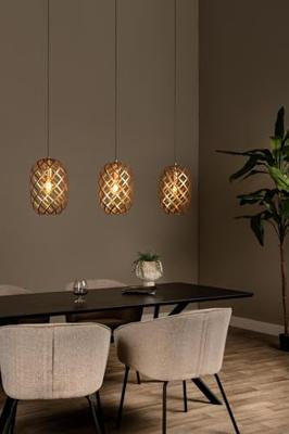 Lucide WOLFRAM - Hanglamp - 3xE27 - Mat Goud / Messing