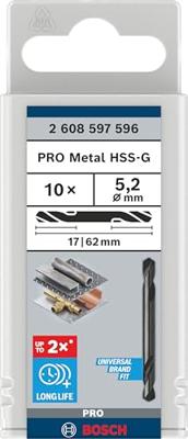 Bosch Accessoires Dubbele eindboor 5,2 x 17 x 62 mm 10st - 2608597596 - thumbnail