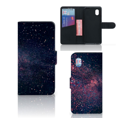 Stars Hoesje Alcatel 1B 2020 Paars Zwart Kunstleer TPU Met 3 Pasjes En Briefgeld Opbergfunctie | Book Case