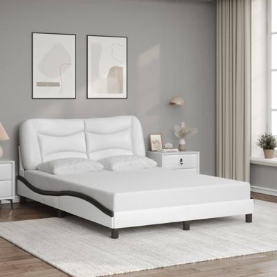 Bedframe met LED-verlichting kunstleer wit en zwart 140x200 cm