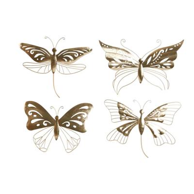 Wanddecoratie Home ESPRIT Gouden Vlinder 43 x 2 x 33 cm (4 Stuks)