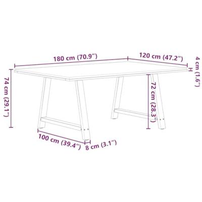 Eettafel met natuurlijke rand 180x120x74 cm massief eikenhout