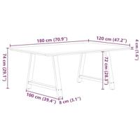Eettafel met natuurlijke rand 180x120x74 cm massief eikenhout - thumbnail