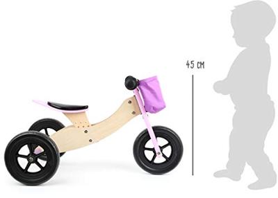 Small Foot - houten driewieler en loopfiets 2in1 maxi roze - thumbnail