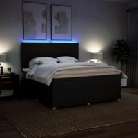 Boxspring met matras stof zwart 180x200 cm - thumbnail
