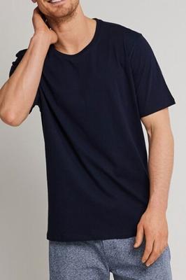 Heren pyjama shirt korte mouw - Donkerblauw - 100% katoenen los pyjamashirt voor heren