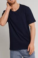 Heren pyjama shirt korte mouw - Donkerblauw - 100% katoenen los pyjamashirt voor heren - thumbnail