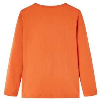 Kindershirt met lange mouwen kattenprint 128 oranjebruin